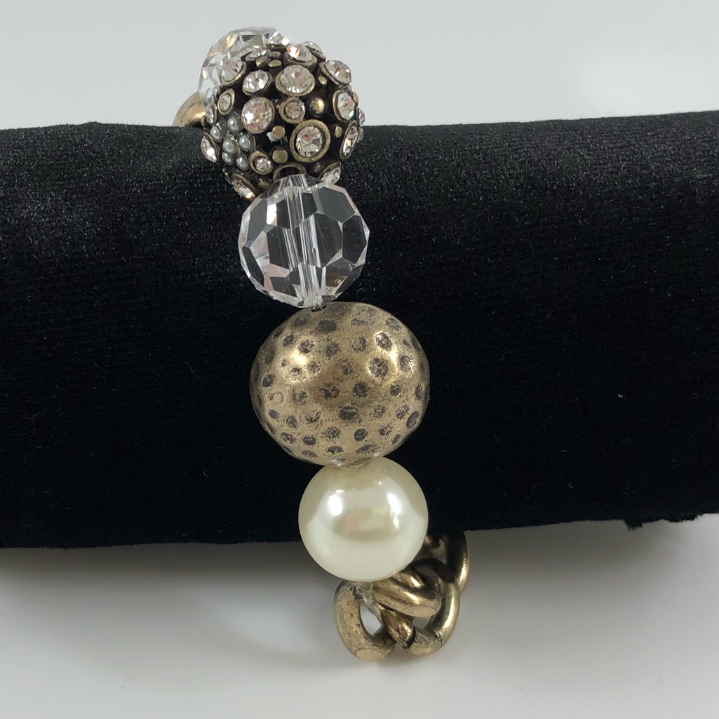 Gold Tone Pearl And Bead Bracelet